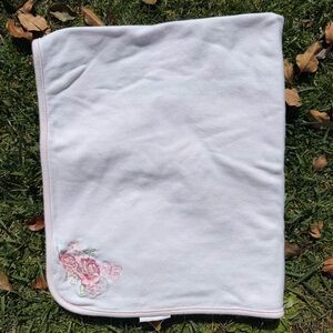 First Impressions Reversible Baby Blanket Lovey Rose Butterfly Pink White 24x30